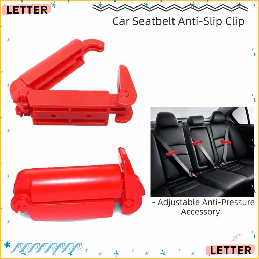 Fivela De Cinto De Segurança De Carta , Limitador Cor Vermelha ABS , Braçadeira Fixa De Ajuste De Cinta Antiderrapante