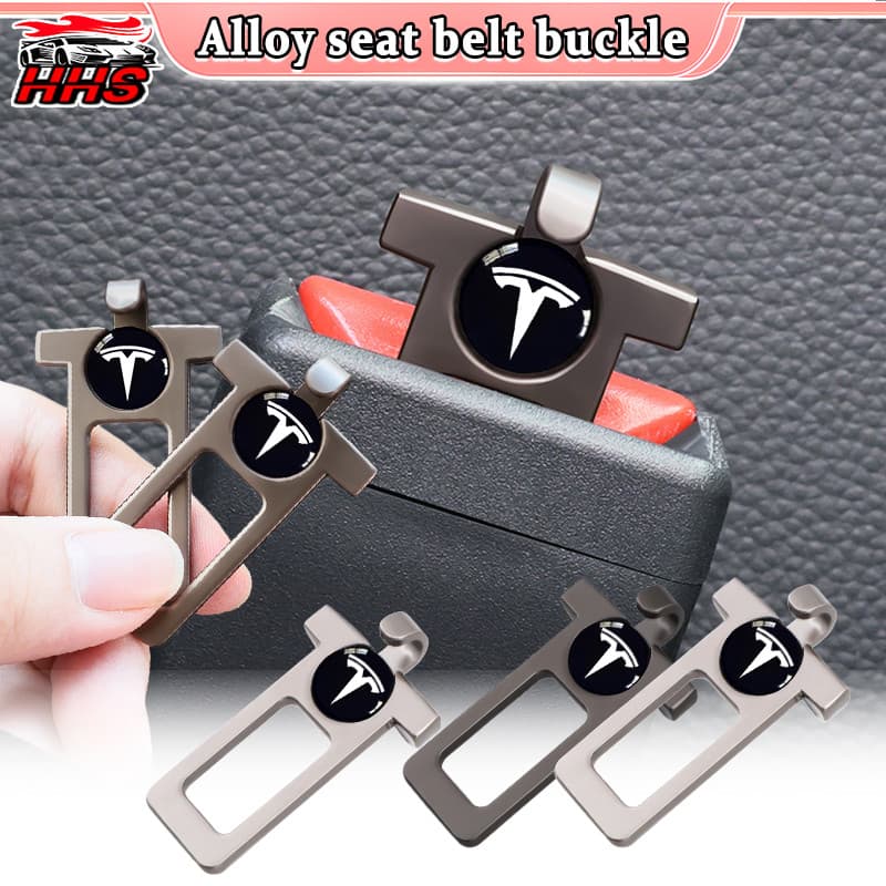 1/2 Pçs Tesla Fivela De Cinto De Segurança Do Carro Material Liga Zinco Alarme Silenciador Inserção Gancho Design Para M