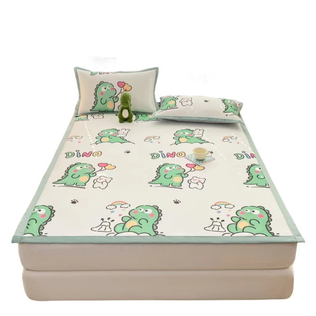 Verão gelo seda legal esteira conjunto de três peças lençol totalmente cercado colcha dobrável ar condicionado macio fre