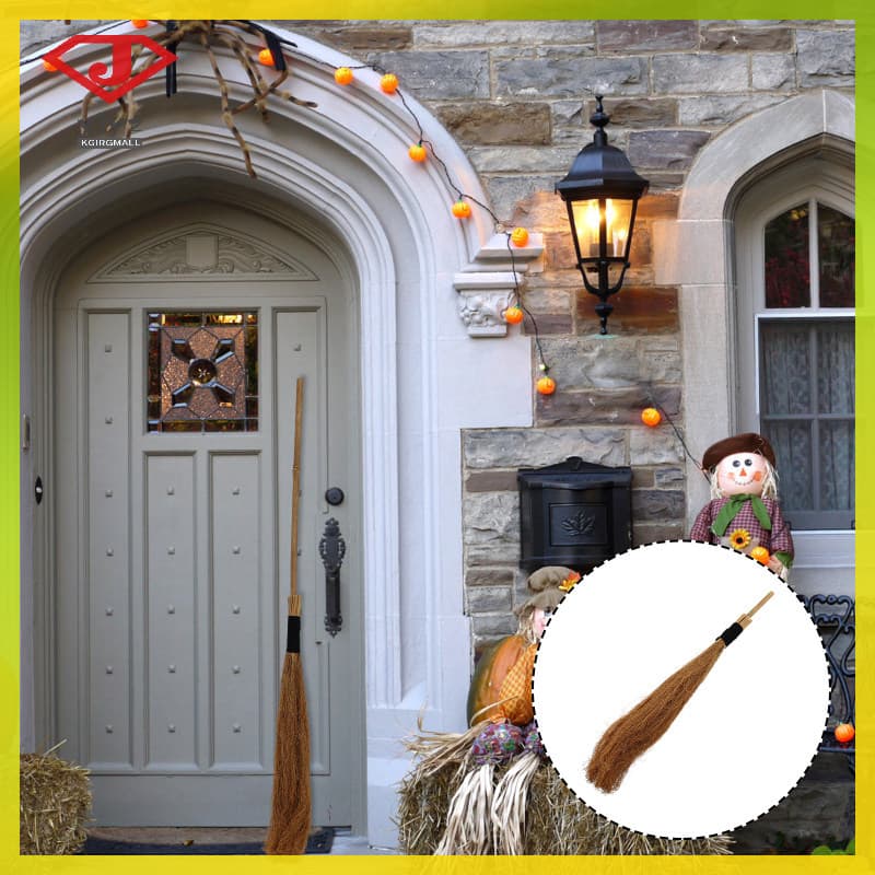 1Pc Halloween Bruxa Vassoura Decoração Luz Marrom Pano De Madeira Decorativa Para Festa Yujingyouzhang