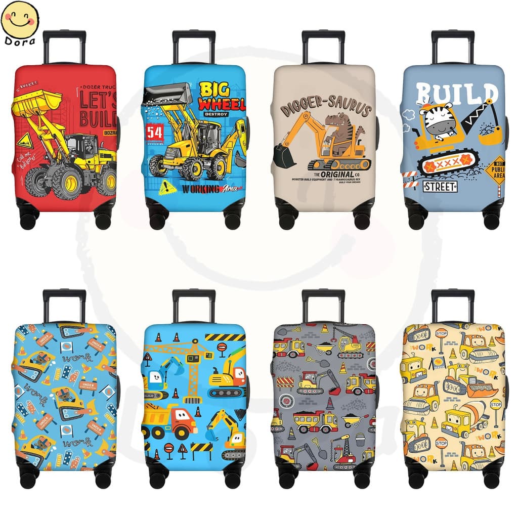 Capa De Bagagem De Escavadeira De Desenho Animado , Protetor De Mala Lavável , Antiarranhões , Adequada Para De 18 A 32 
