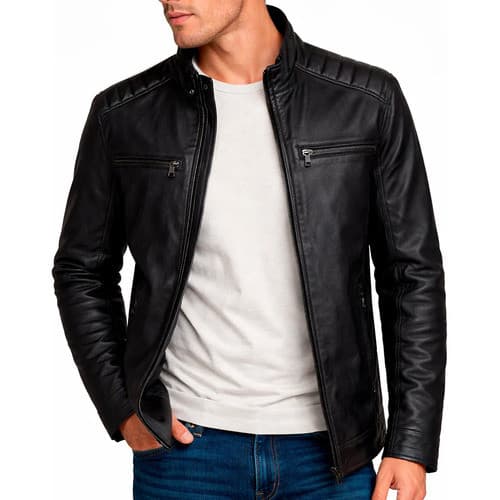 Jaqueta De Couro Masculino Slim Inverno Frio Sem Capuz