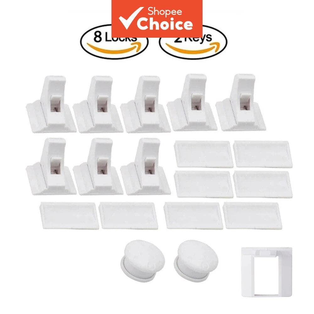 O 8 Pcs 2 Chaves Fechadura De Segurança Para Bebês Invisível Trava De Gaveta Infantil Porta Do Armário Magnético Bloquei