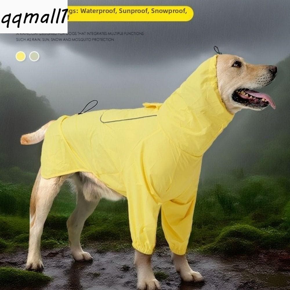 QQMALL1 Capa De Chuva Para Cães , Jaqueta Com Listras Reflexivas Capuz Gola Alta