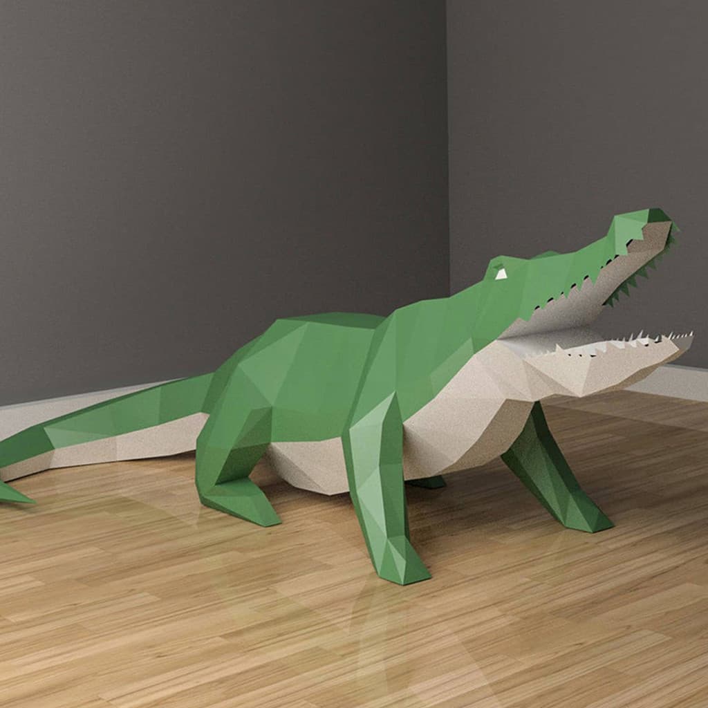 Molde de papel tridimensional MOMO Ornamentos de animais de crocodilo gigante Molde de papel tridimensional 3D DIY Decor