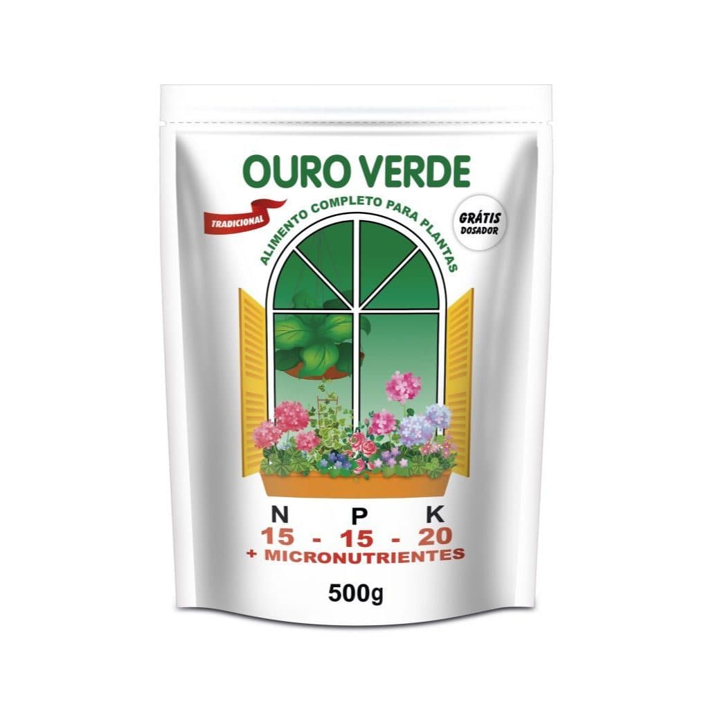 Fertilizante Adubo Ouro Verde 15-15-20 NPK Bonigo Nutrição Plantas Jardim Gramados Frutíferas 500g