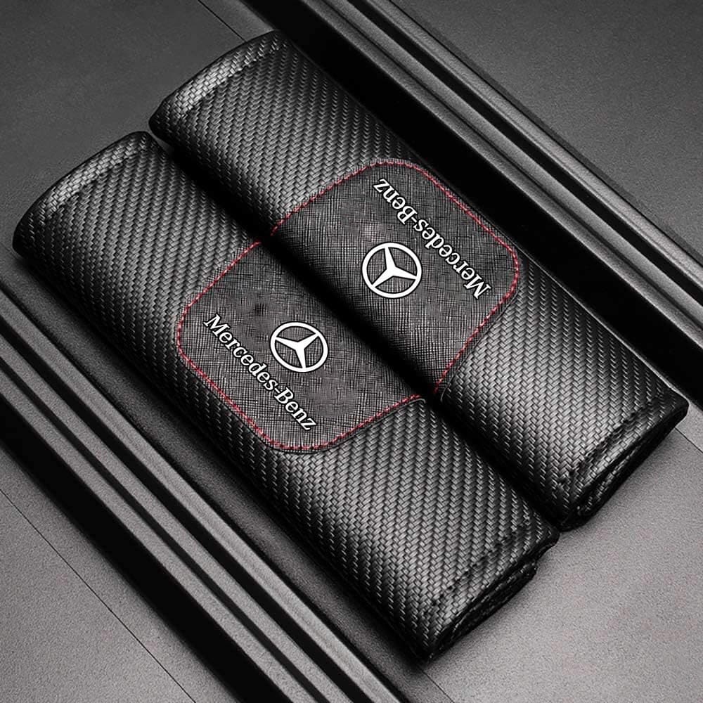 2pcs Capa de Cinto de Segurança de Fibra de Carbono para Carro, Almofada Protetora para Mercedes Benz AMG W204 W203 W212