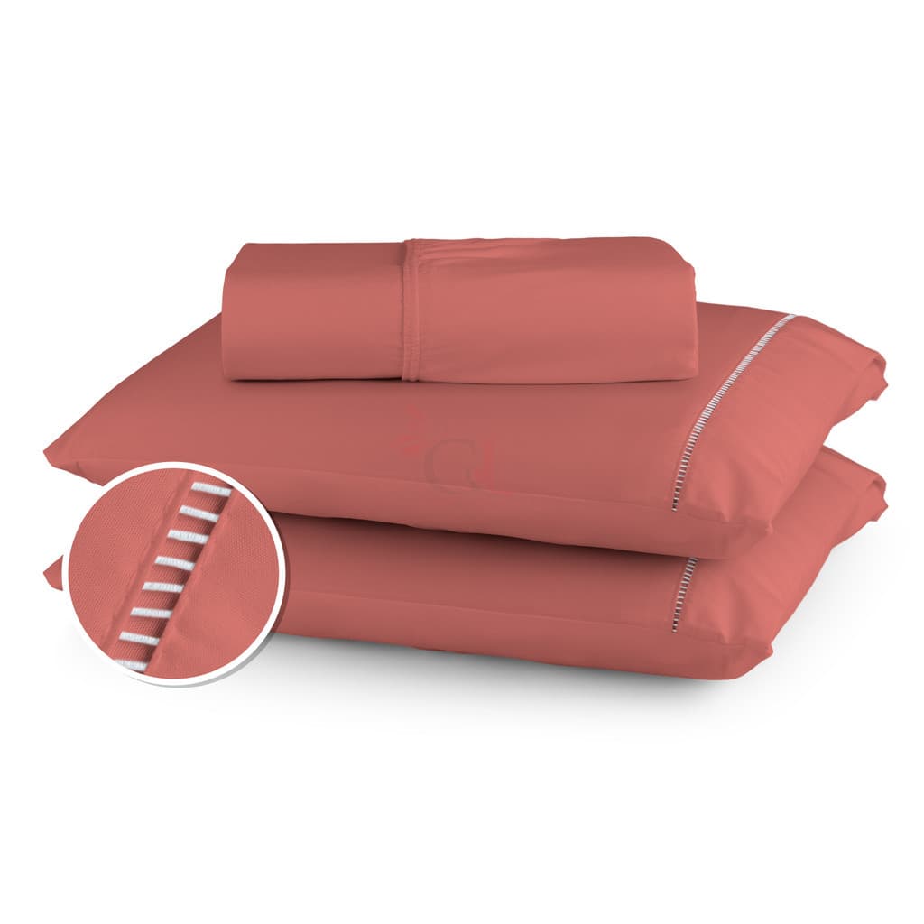 Jogo de Lençol 400 Fios Micropercal Premium com Fronha Ponto Palito Berço Solteiro Casal Queen King