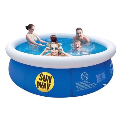 Piscina Inflável adulto criança Sun Way 1000L Redonda 1.68m PVC Azul super resistente verão quintal