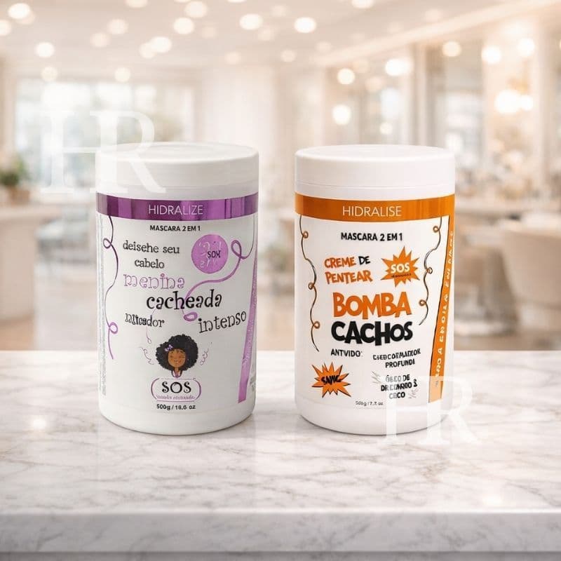 Kit Com 2 Cremes - 1 Bomba Cachos 1kg + 1 Menina Cacheada 1kg