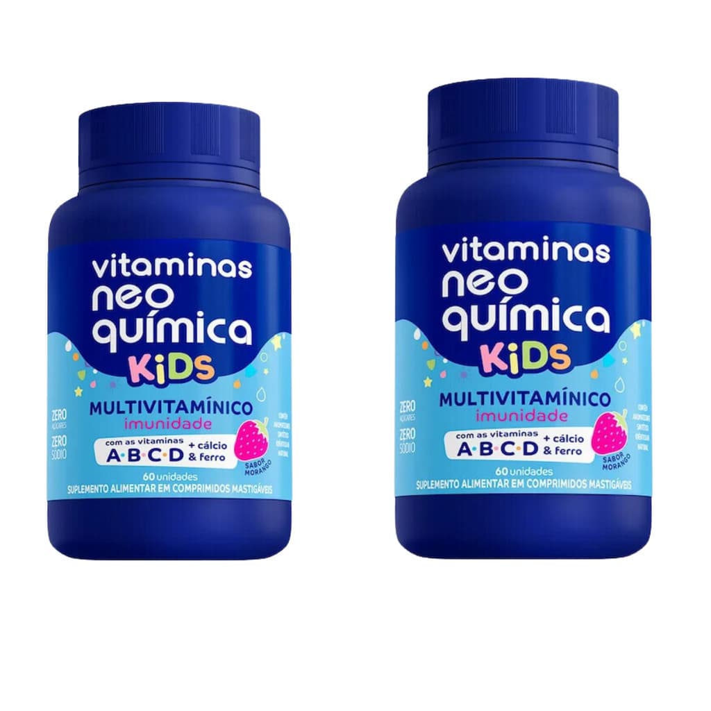 Kit com 2 Vitaminas Neo Quimica Kids Multivitamínico, 60 Comprimidos