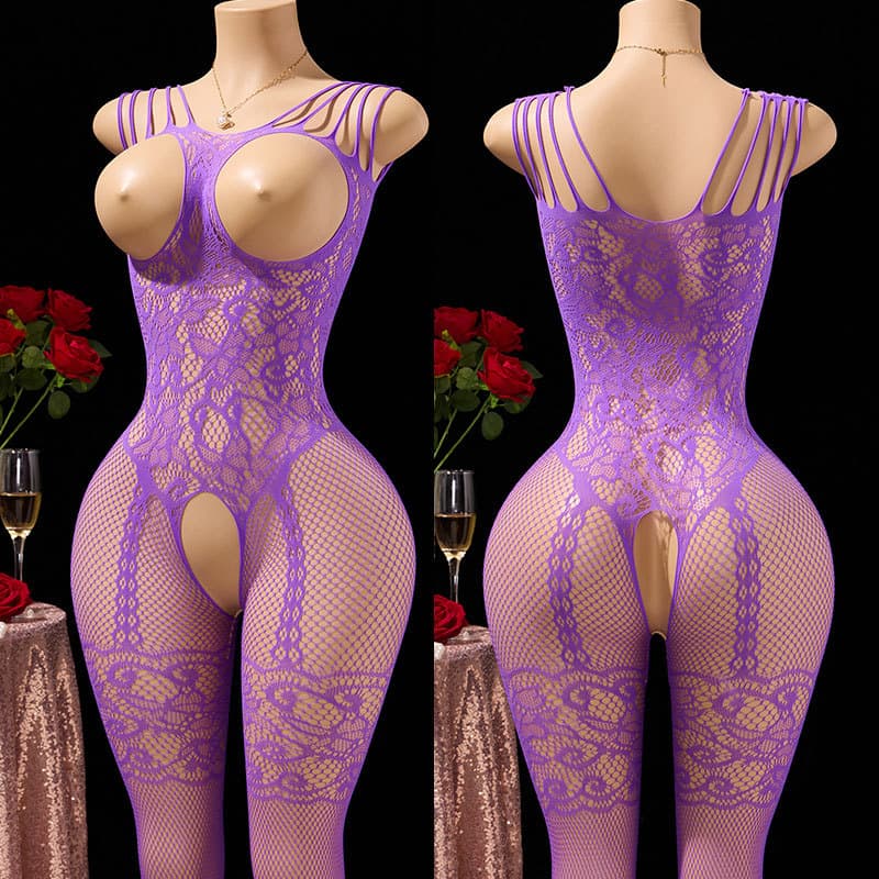 Conjunto De Corpo Exótico Quente Feminino Lingerie Líquida Sexy Crotchless BodyStocking Sutiã Semi-Transparente Erótico 