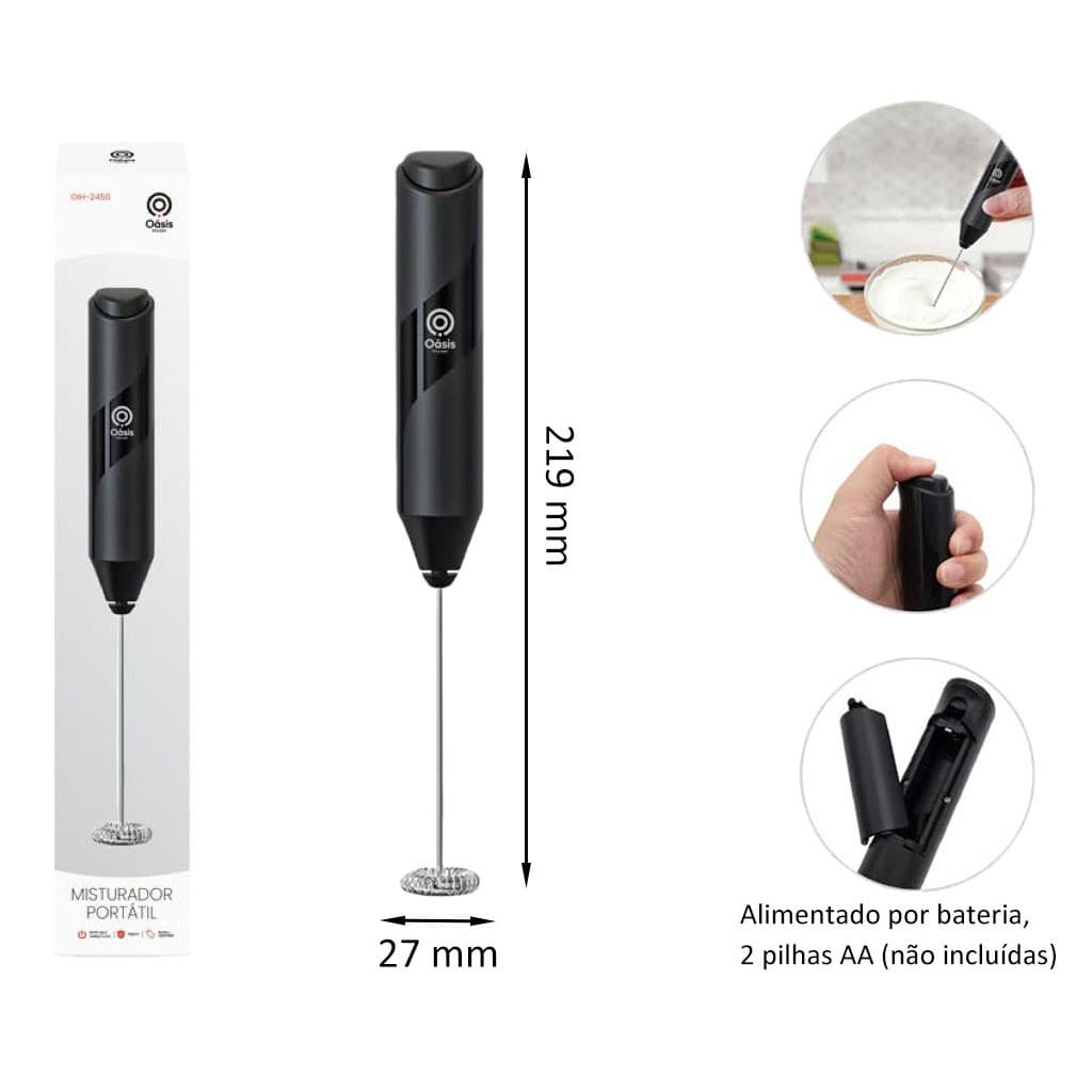 Mini Misturador Mixer Elétrico De Leite Portátil Preto 3v