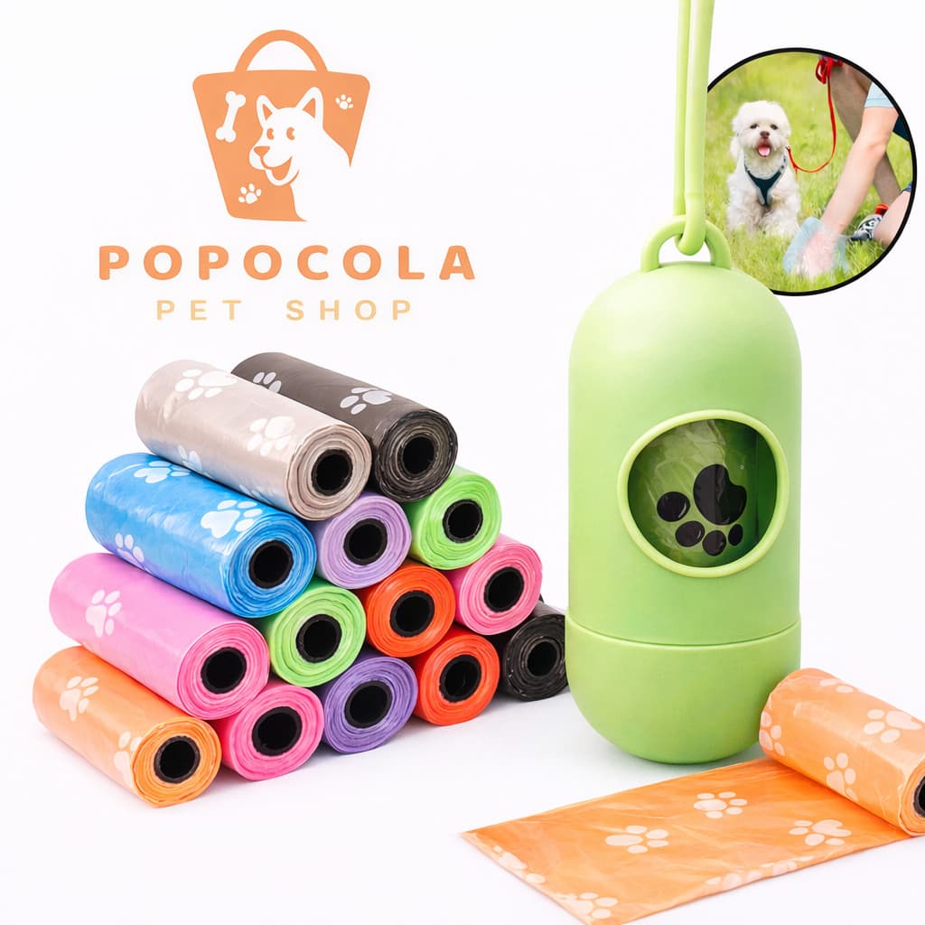 KIT Rolo Saco de Lixo Cata Caca Pet com Porta Saquinhos para Cachorro e Gato