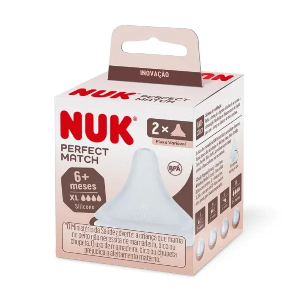Bico Nuk Perfect Match Mais 6 Meses Silicone Fluxo Variavel EG C/2UN
