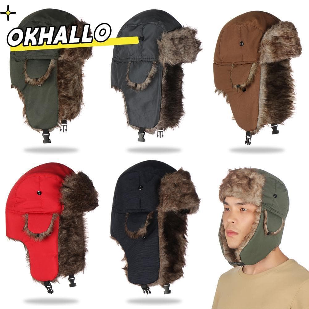 OKHALLO Russo Ushanka Homens Mulheres Earflap Fur Ski Chapéu