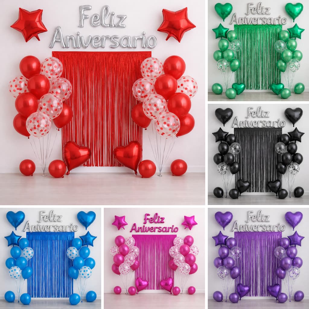 Kit 26 Pcs Balão Feliz Aniversario Cortinas Bexigas Festa Decoração Enfeite Happy Birthday