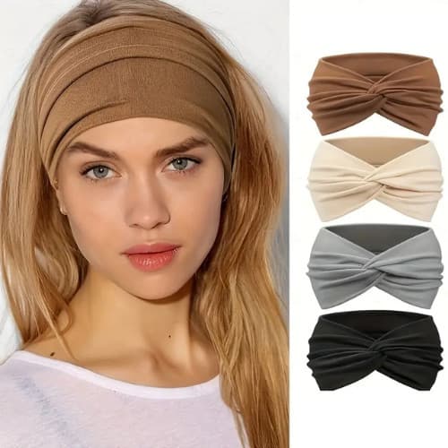 Faixas de Cabeça Larga, Estilo Turbante com Nó para Yoga, Corrida & Esportes