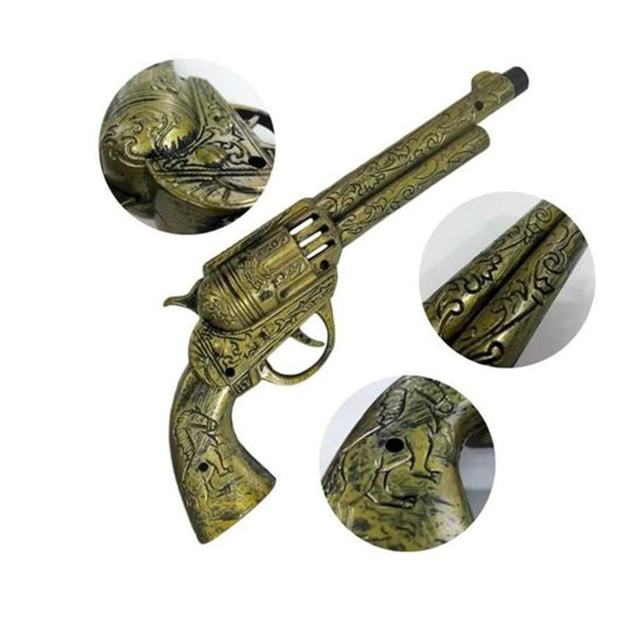 Acessório Xerife Pirata Pistola Brinquedo COM SOM Mecânico Fricção Fantasia Halloween Carnaval Cosplay Festa Junina