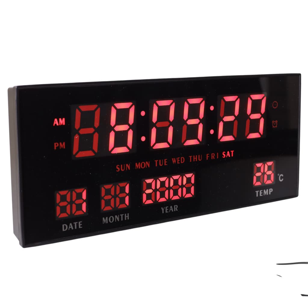 Relógio De Parede Led Digital Grande Calendário Data Alarme