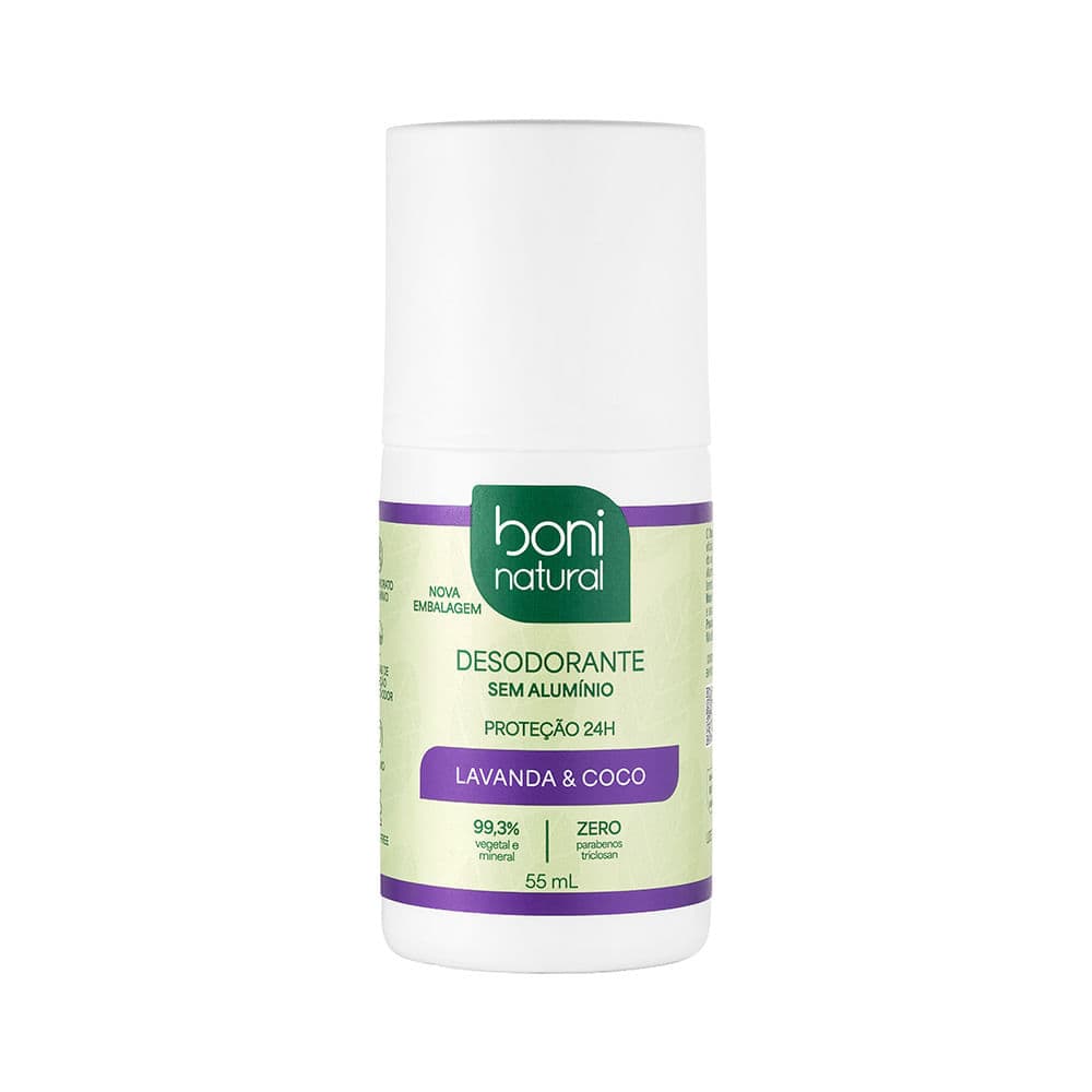 Desodorante Boni Natural Roll-on com Óleo de Coco e Magnésio Sem Alumínio 55ml