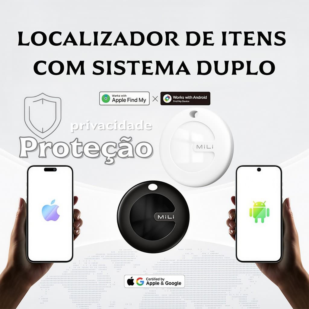 Kit 1/2 Localizador Dual System MiLi – Rastreador GPS Compatível iOS/Android, Tag Inteligente