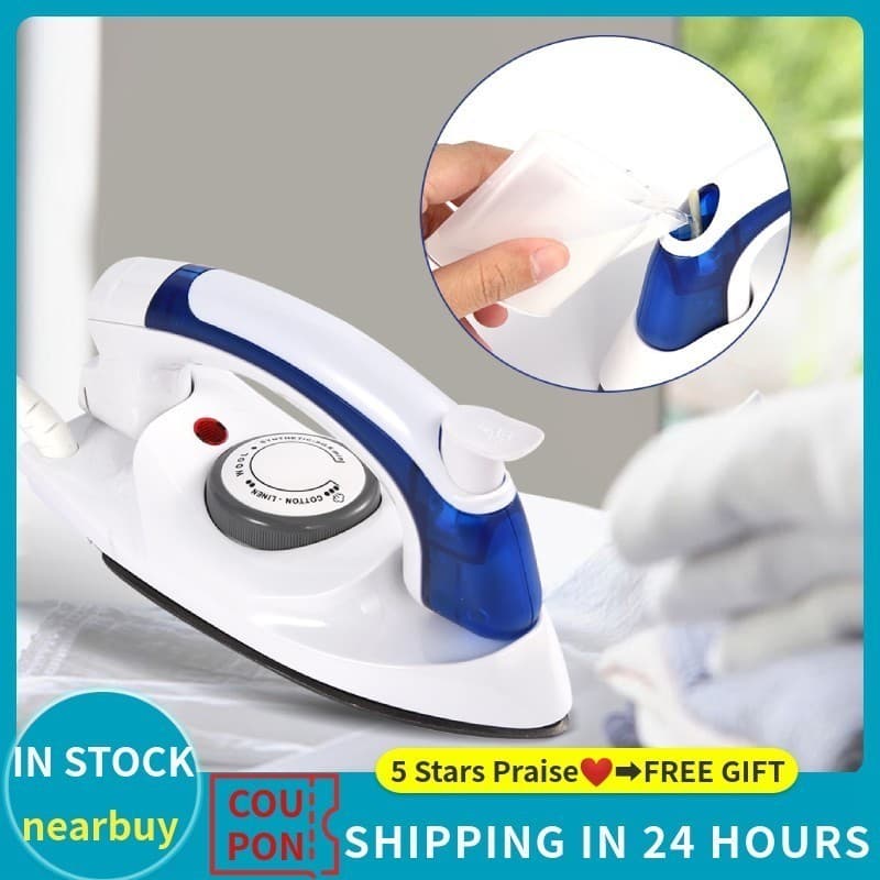 Mini Ferro De Passar Roupa 110v  18x75cm Para Viagem Portátil Com Cabo Dobrável á Vapor P.HQ