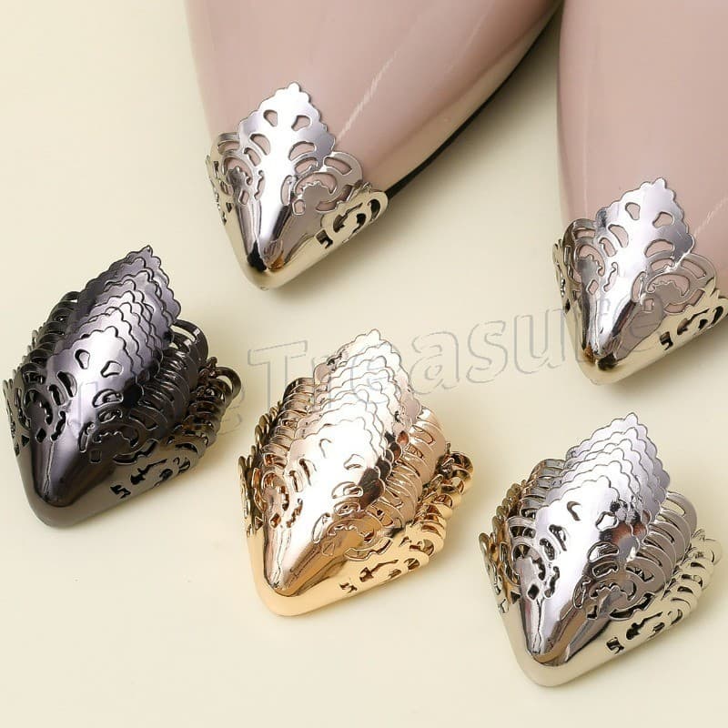 Pontas De Salto Alto Cornule De Metal-Biqueira De Sapatos De Couro-Protetor De Dedo Do Pé Para Anti-Chute-Capa De Reparo