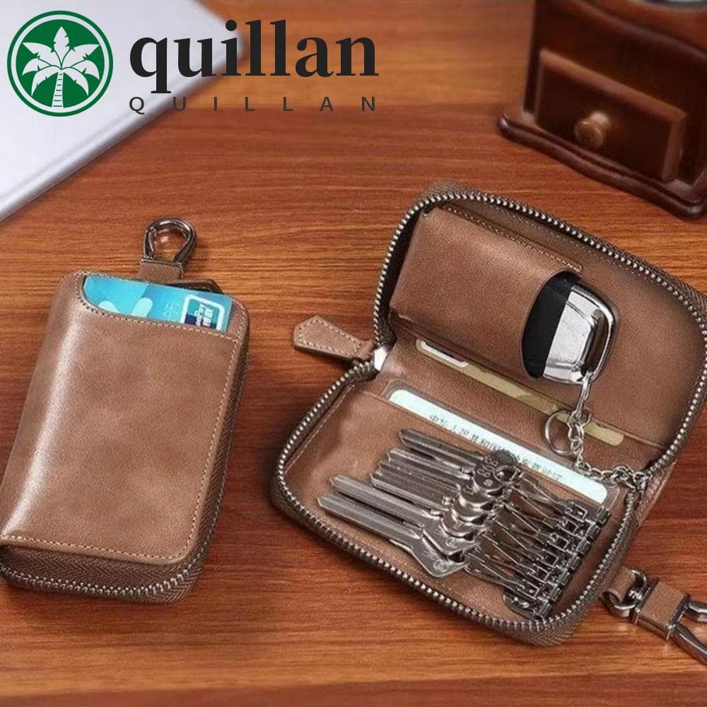 Bolsa Organizadora De Chaves QUILLAN , Carteira Retrô De Chave De Carro Fashion , De Armazenamento Com Zíper De Grande C