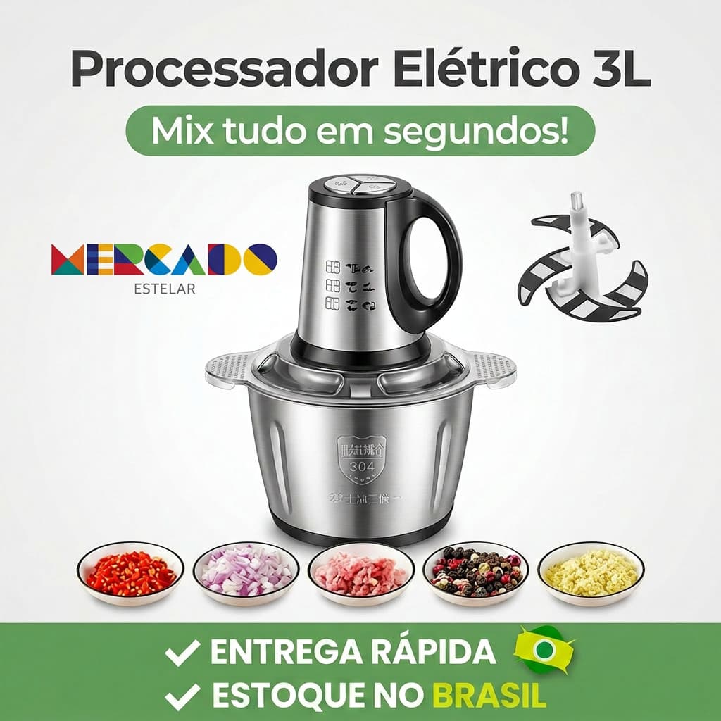 2/3L Triturador De Alimentos Carne Elétrica Processador Cozinha Envio Imediato 110/220V!