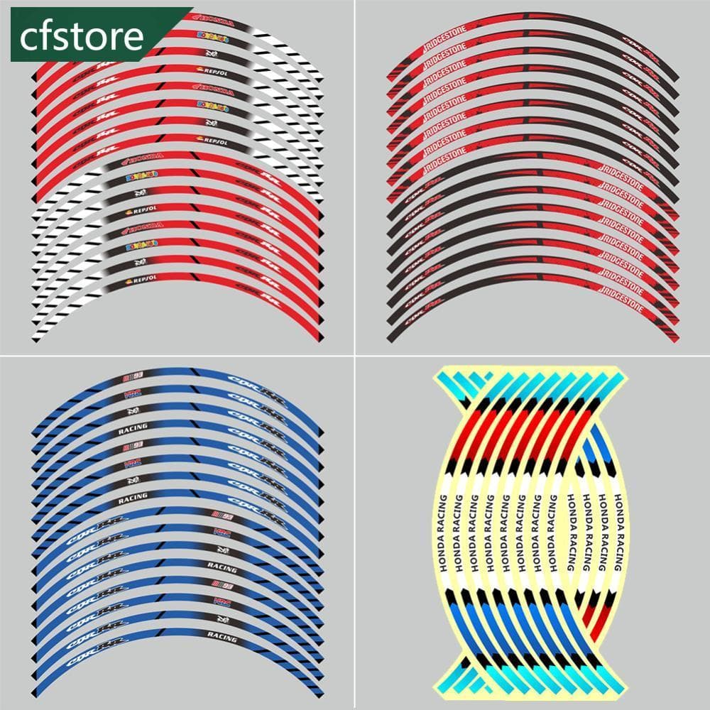 CFSTORE 16 Pçs Adesivo De Roda De Motocicleta Fita De Aro Reflexivo Para Corrida Moto 17 " 18 " Carro Acessório C5L8