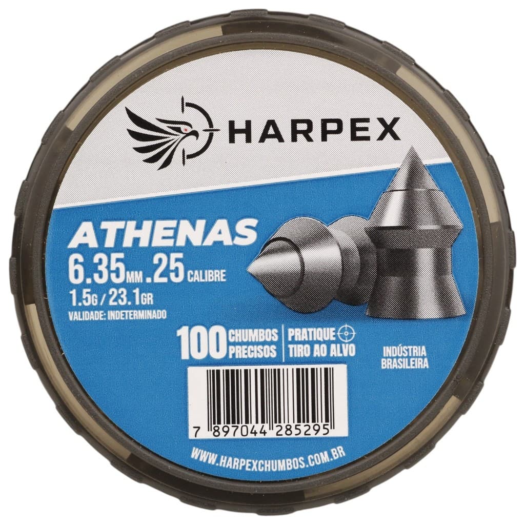 Chumbinho Harpex Athenas Precisão e Penetração 6.35mm (.25) - 100un