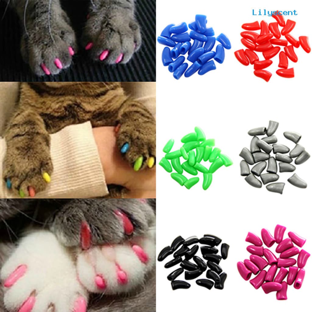LY-20Pcs Garra De Pata De Cachorro De Estimação Gato Anti-Riscos Capas Protetoras De Unhas De Silicone Macias Para Casa