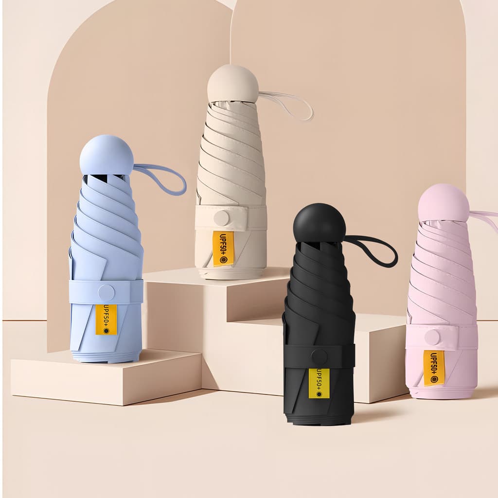 Mini Guarda-Chuva Dobrável Tipo Cápsula Portátil Pequeno e Leve