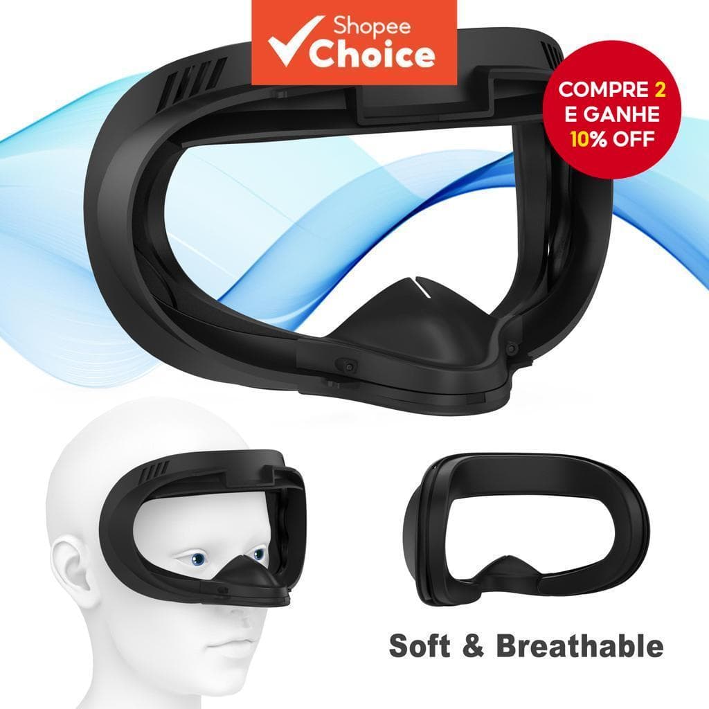 Novo 1pc Interface Facial e Almofada de Cobertura para Oculus Quest 2, Almofada de PU à Prova de Suor - Acessórios de VR