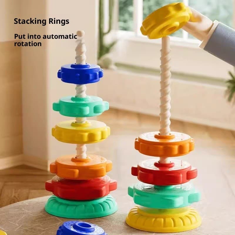 Torre Giratória Arco-Íris de Empilhamento, Brinquedo Educacional para Coordenação Olho-Mão, Atividade Montessori de