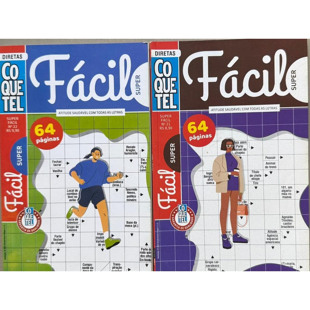 Kit 02 Livros Palavras Cruzadas Coquetel - fácil super 64 páginas cada