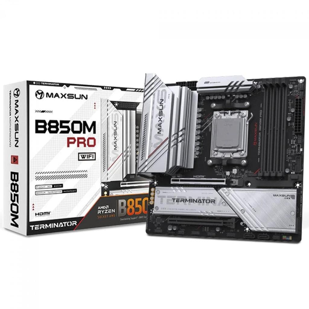 Placa Mãe Maxsun Terminator B850M Pro WiFi, Chipset B850, AMD AM5, mATX, DDR5