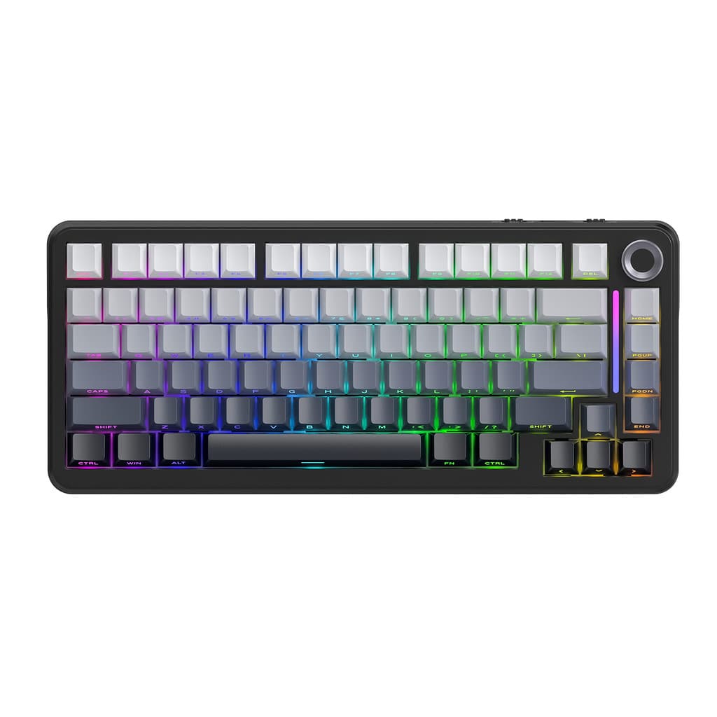 Teclado Gamer Mecânico Sem Fio Bluetooth Tri Mode 75% Led Rgb Hot Swappable F75 Free Wolf