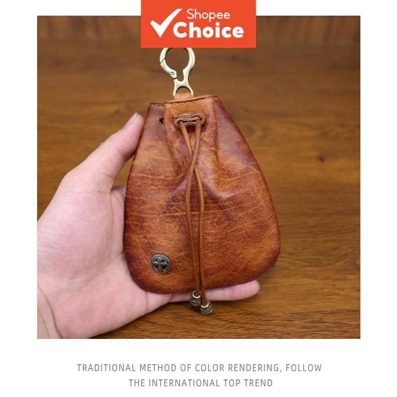 Grão Completo Vegetal Curtido Couro Vintage Universal Mini Chave Bolsa Cartão Moeda Carteira Organizador