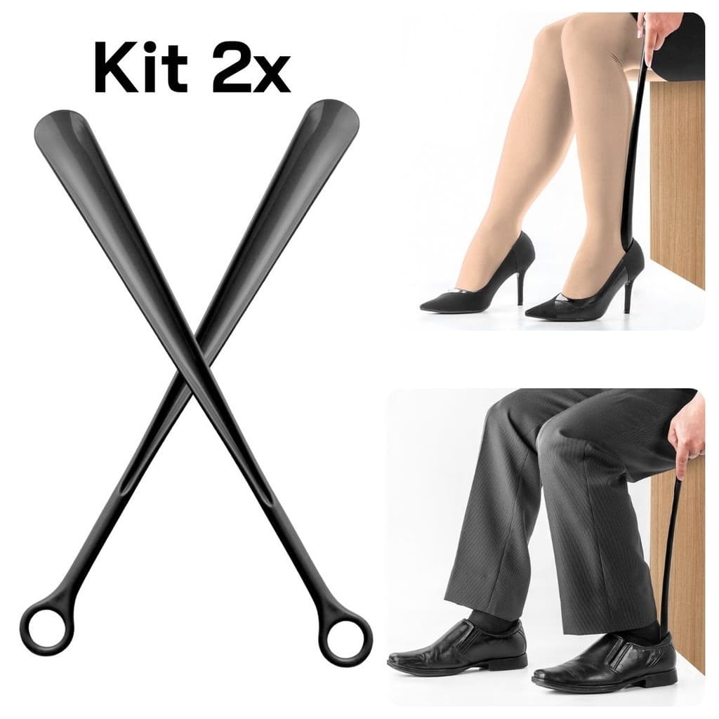 Kit 2 Calçadeiras Longas 46cm Calce Fácil Sapatos Tênis Botas Coloridas