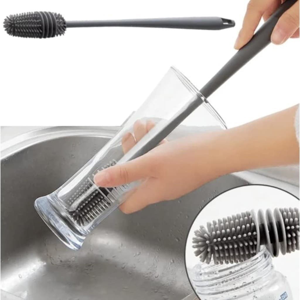 Kits Escova De Silicone Para Lavar Garrafa Mamadeira Copo Taça Ou Banheiro Em Casa Cozinha Limpeza Multiuso Com Cabo