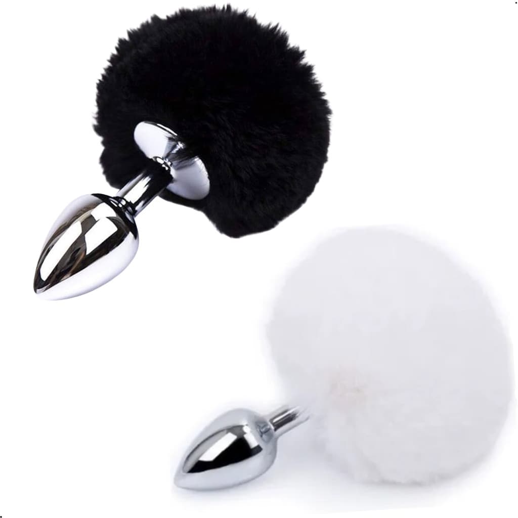 Plug Anal em Aço Pompom de Coelho Coelhinha - Prazer Intenso Varias Cores