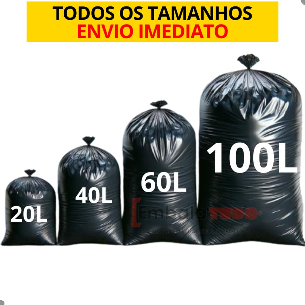 Saco de Lixo Resistente Vários Tamanhos Preto Fino de Alta Qualidade