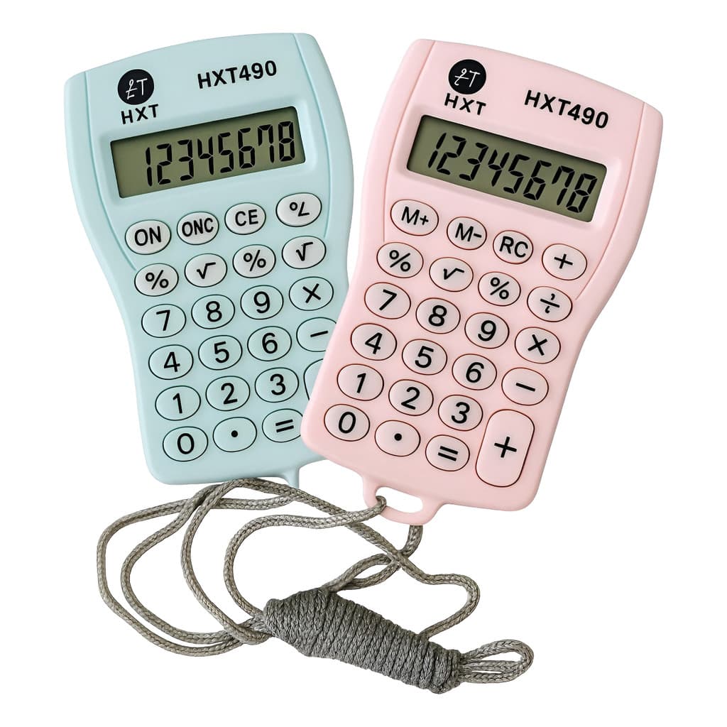 Kit 2 Mini Calculadora De Bolso Colorida Cordão De Pescoço