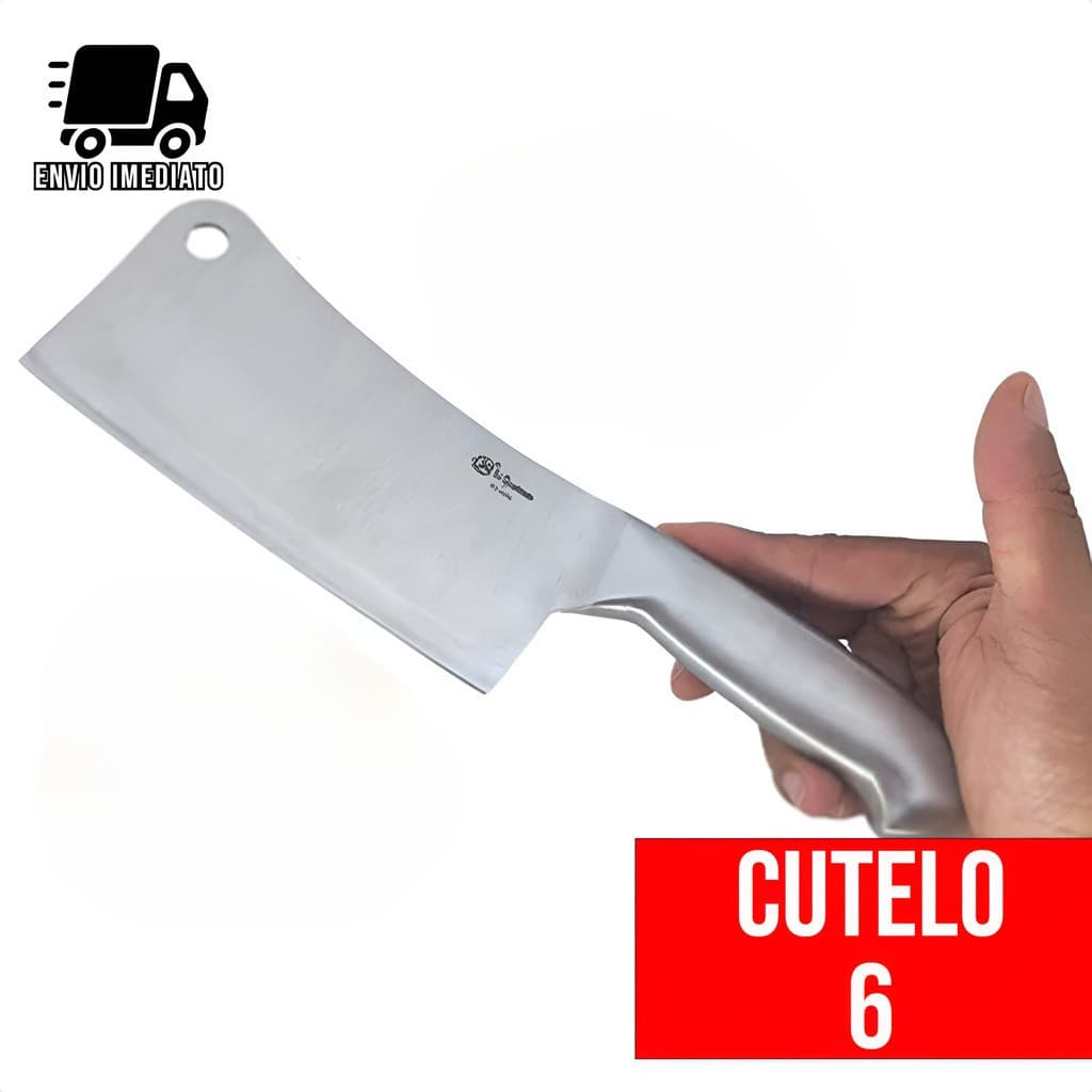Cutelo Profissional Inox 6" Faca de Açougueiro Chef Cozinha Pesada Afiada