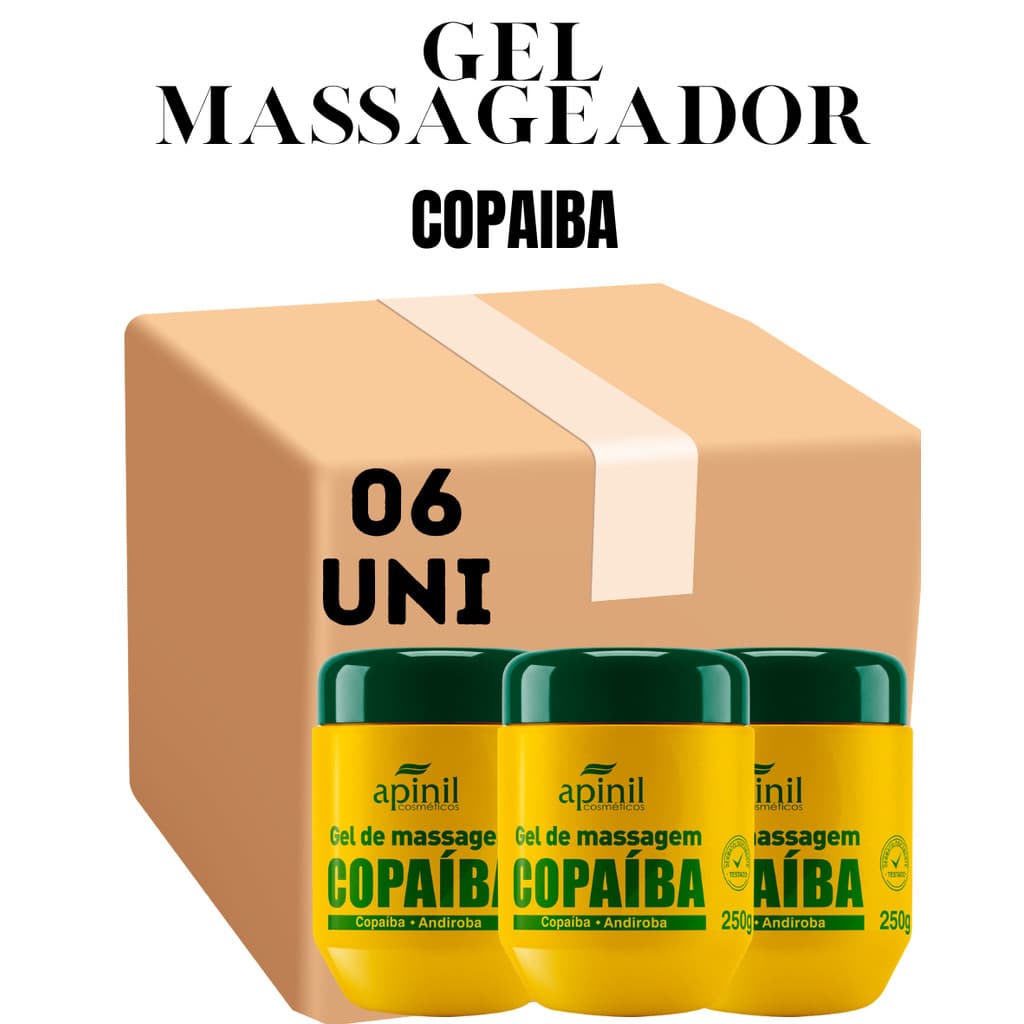 Kit com 6 Unidades Gel Copaíba Massageador 250G Apinil