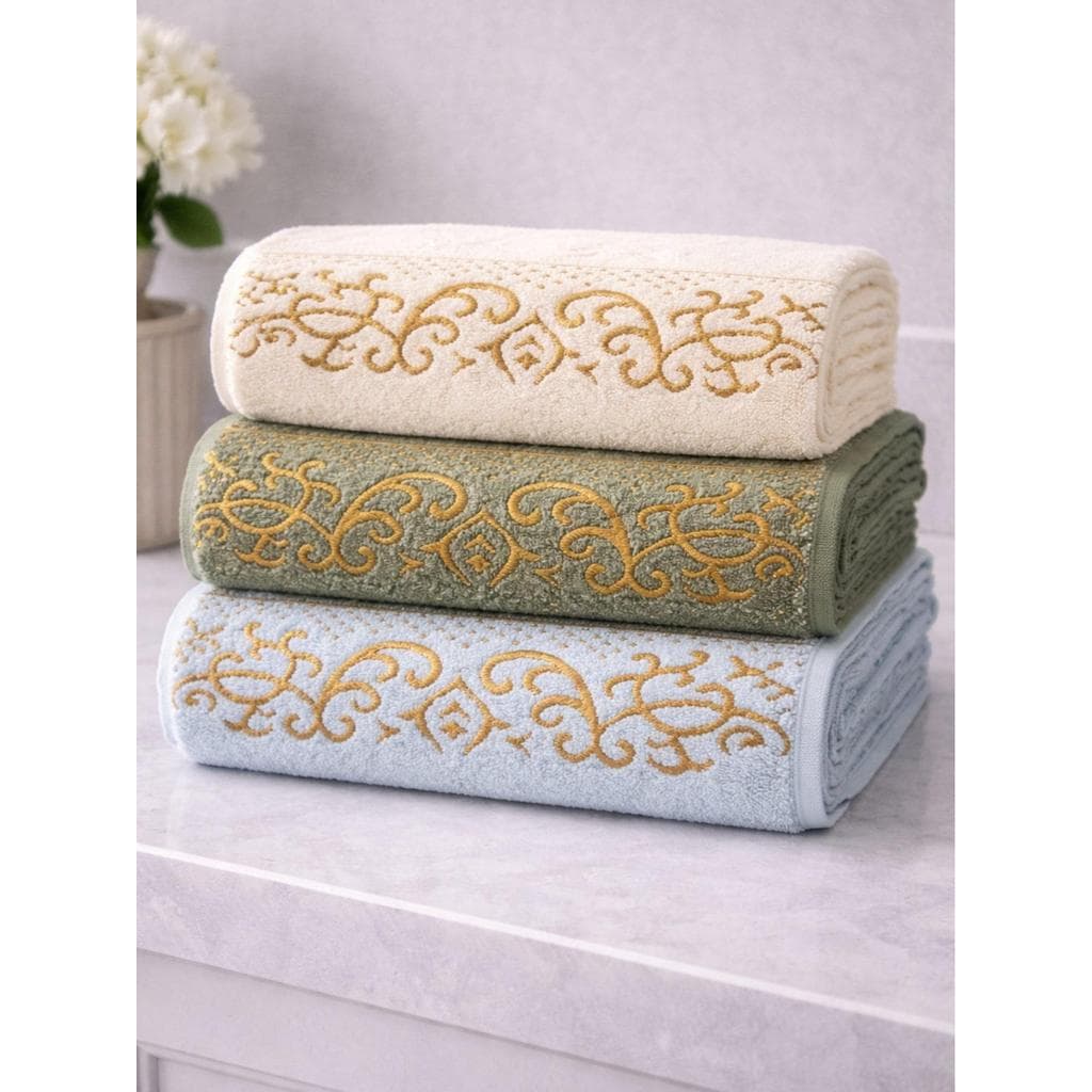 Kit 3 Toalhas de Rosto Exuberance Algodão Felpuda Macia Alta Absorção