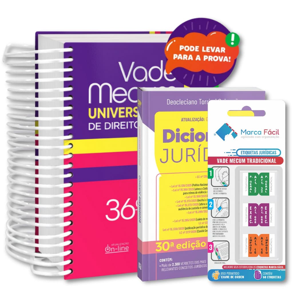 Vade Mecum Universitário Direito 36a Edição 2026 + Dicionário + Etiqueta Marca Fácil