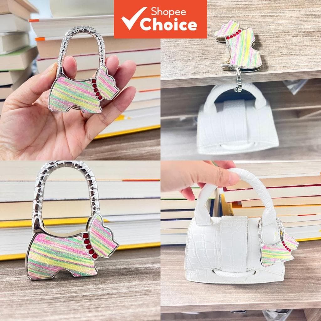 Mesa Bolsa Gancho Coelho Design Glitter Saco Cabide Portátil Titular Acessório De Presente Para Mulher